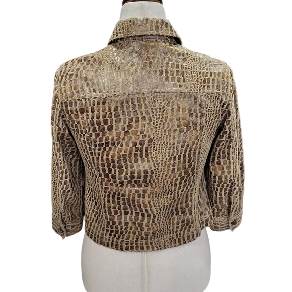 EUC Ruby Rd women's snakeskin animal print zippered cropped jacket blazer, 10P - Picture 3 of 4